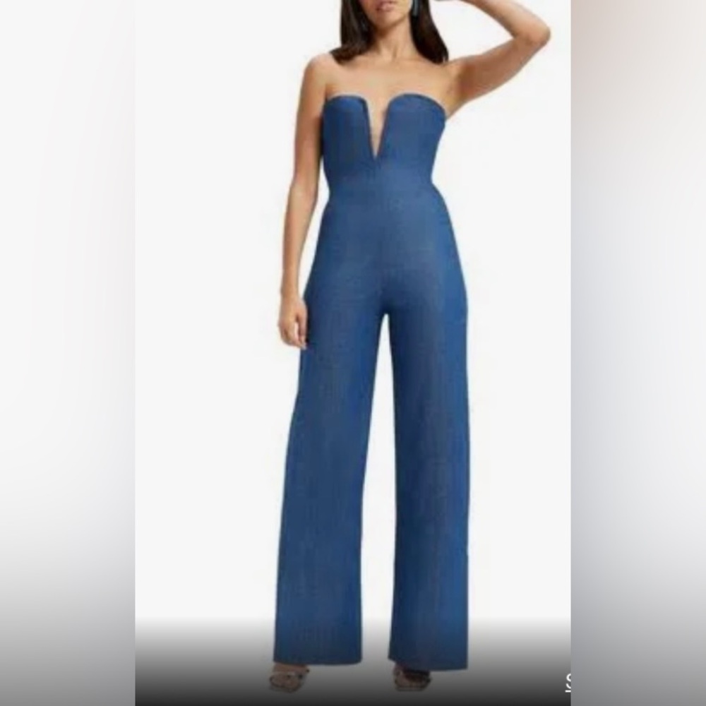 Good American Strapless Denim Jumpsuit